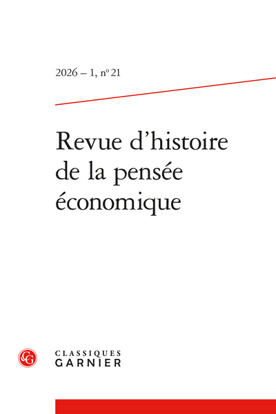 Revue d’histoire de la pensée économique<br>2026 – 1, n° 21